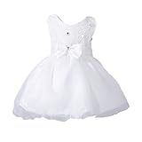 Candykids ベビードレス ベビーデイジー 結婚式 セレモニードレス フォーマルドレス 子供服 女の子 　　赤ちゃん お宮参り ティアードスカート　ベビードレス フォーマルドレス　 (S, ホワ