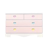 アルファタカバ 子供部屋に置きたいキッズチェスト ポップハート 幅100cm3段タイプ パステルピンク(取っ手いろいろ)