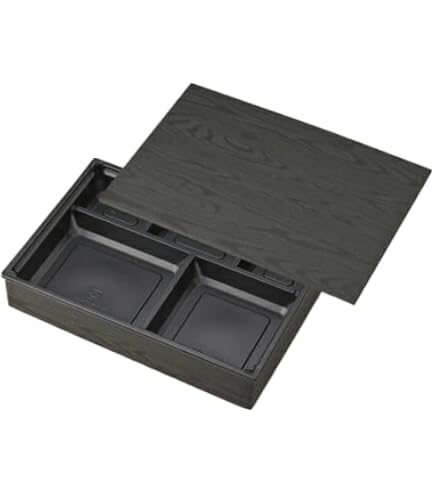 Amazon.co.jp: 使い捨て 高級弁当容器 ワン折重 90×60黒焼杉/J-6金底