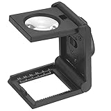 MAGDEPO 縞見ルーペ ledライト付 ８倍 繊維の糸目鑑識 スタンドルーペ 拡大鏡 スタンド リネンテスター 折りたたみルーペ スケール付き 識別印刷テキスタイル虫眼鏡 ボーナス カード拡大鏡