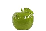 Urban Trends Collection 32838 Ceramic Apple Figurine With Stem And Leaf Dimpled Gloss - Green, Mediu