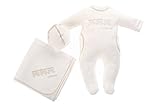Cream Bebe Cotton Baby Layette Set Applique Design - Footie, Hat and Blanket (camel) by Cream Bebe