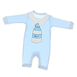 Perfk 柔らかい　ロンパー　ジャンプスーツ　新生児　　ベビー　幼児　　コットン　セット　ユニセックス　　長袖　全4サイズ2色 - 青, 9〜12月