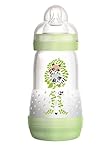 Mam Biberon Anti-Colique 260 ml 0-6 Mois Débit 2 - Couleur : Transparent vert à motifs