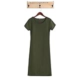 scastoeレディース夏カジュアルドレスソリッドカラー半袖Tシャツドレス – Army Green S