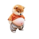 デブ 犬 猫 マスコット キーホルダー ボールチェーン 腹出し マヌケ ぬいぐるみ 風 アクリル板 チャーム ストラップ (犬) [並行輸入品]