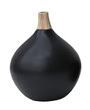 Small Black Decorative Ceramic and Wood Vase [並行輸入品]