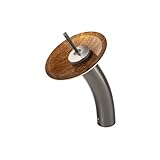 VIGO Single Handle Waterfall Bathroom Faucet with Amber Sunset Glass Disc, Brushed Nickel [並行輸入品]