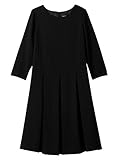 Angeliebe エンジェリーベ マタニティ ワンピース 授乳口 付 七分 袖 タック スカート ワンピ 妊婦服 裏地付 お宮参り 産前 産後 S ～ M ブラック