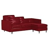 arne ソファー 3人掛け 肘付き 合皮レザー ローソファ コーナー Step L字 レッド 赤