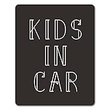 モノクロ 黒 文字デザイン【KIDS IN CAR】車マグネットステッカー キッズインカー