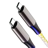 60W 光る USB C - Type C 充電ケーブル グラデーション LED ライト付き アルミシェル Type C デバイス用急速充電