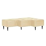 arne ベンチソファー 2～3人用 腰掛け 背もたれ無し ベンチ チェアー 合皮レザー Step Baggy アイボリー