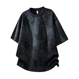 [foveitaa] tシャツ メンズ 夏服 タイダイ T シャツ 半袖 冷感 涼しい アイスシルク ひんやり 大きいサイズ ゆったり 吸汗速乾 薄手 通気性 快適 カジュアル シンプル オシャレ 無地 サマー 服 ユニセックス トップス black-L