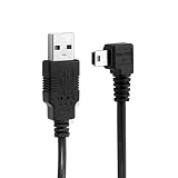 CY 5m 3m 1.8m 0.5mミニUSB Bタイプ5ピンオス - USB 2.0オスデータケーブル、フェライト付き直角左斜め上向き、斜め下向き90度ブラック