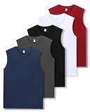 Sukinana 6オンス タンクトップ メンズ 3/5枚組 綿100% 広い肩 ノースリーブ tシャツ 透けない インナーシャツ 無地 やわらか肌着 夏服 スポーツ 防菌防臭 通気性 複数色選び オールシーズン (JP, アルファベット, 3XL, クラシック5色(ブラック × ホワイト × ダークグレー × ネイビー × ワインレッド))