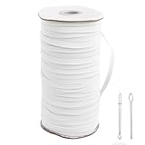 LEONTOOL 平ゴム 6mm幅 75m ホワイト 手芸用ゴム紐 高弾性 痛くなりにくい ソフト肌触り 洋裁 DIY 材料 パジャマ 子供服 下着 スポーツウェア用 ゴム通し付き