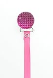 Hot Pink Quilted Crystal Solid Ribbon Pacifier Clip by Crystal Dream
