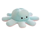 RUSRIVE 特大、巨大タコぬいぐるみ、大きなタコぬいぐるみ、アナログタコぬいぐるみ、タコ ぬいぐるみ 巨大 リバーシブル表情変化、ぬいぐるみ昼寝マット、タコぬいぐるみ両面、お店のお祝い人形、子供のプレゼント記念日プレゼント (ダークブルーとピンク,130cm)