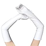 [Ｈｅｍｌｉｔｙ] 53cm 21inch 長い女性オペラ パーティー フラッパー イブニング サテン手袋ストレッチ大人サイズ肘の長さ (ホ