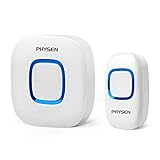 PHYSEN ワイヤレスチャイム ワイヤレスドアベル 玄関ベル 呼び出しチャイム ドアベル 防犯ドアベル 無線ドアベル 緊急ベル 介護用品 防水 防塵 52曲選択可【日本語取扱説明書付き】 (送信機１