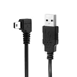 NFHK Mini USB B Type 5ピン オス 左角度 90度からUSB 2.0 オス データケーブル 5メートル EMIフェライトコア付き