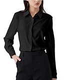 [YASHIGE] ブラウス ワイシャツ カッターシャツ レディース ドレスシャツ 長袖 無地 通勤 就活 オフィス 事務服 ビジネス ユニフォーム ノーアイロン 形態安定 ストレッチ 新生活 ブラック M
