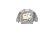 高品質　ベビー服　子供男女通用 綿100％　ふわふわ あたたか裏起毛 　ひつじ柄トップス トレーナー　Z&Z (100cm, グレー)