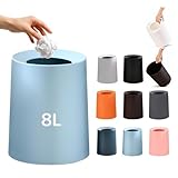 ゴミ箱 おしゃれ ゴミ袋が見えない 丸型 卓上 ビニール袋隠す 1.5L/8L/12L シンプル リビング キッチン 洗面所 オフィス ごみ箱 ごみばこ フタなし ルクレール 2重構造 フタなしゴミ箱 (ブルー, 8L)