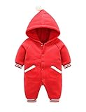 ユニセックス ベイビー フードロンパーBaby Hooded Romper ジャンプスーツ -ワンピース ボタンアップ 冬服 幼児男の子のために Zhhlaixing