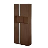 日本製 下駄箱 2点セット シューズボックス 靴箱 玄関収納 靴入れ 幅75cm 〔本体+上置棚〕 ダークブラウン