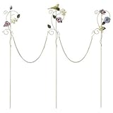 花壇 ミニフェンス チェーンピック ブルーム アイボリー バラと小鳥のオーナメント