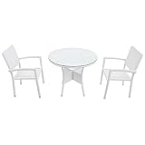 人工ラタンチェア2脚 丸テーブル1台 3点セット 強化ガラス ホワイト 籐 肘掛け付き 家具 ファニチャー インテリア スタッキングチェア リビング chair 椅子 南国 アジアン バリ風 リゾート