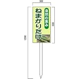 安全・サイン8 ねまがりたけ販売山菜直売中 看板 600×300mm 木製支柱付表示板