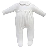 Cream Bebe Velour Gathered Button Design Infant Baby Footie One-piece Footed Romper (3-6 Months, Ivo