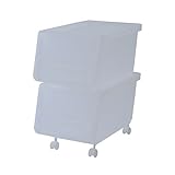 山善(YAMAZEN) オープンボックス フタ付き収納ボックス 2個組 浅型 スリム キャスター付き クリア