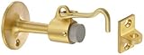 Rockwood 476.4 Brass Door Stop with Keeper #8 x 3/4 OH SMS Fastener with Plastic Anchor 2-1/4 Base D