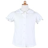 ハッピークローバー 【ストレッチ素材】 肌触り柔らか 綿100%丸襟半袖ブラウス きちんと感の...