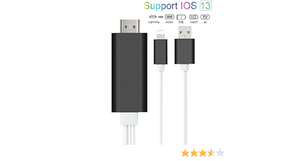 Amazon 最新版 Ios13対応 Lightning Hdmi アダプタ Iphone Hdmi 変換ケーブル ライトニング Digital Avアダプタ アイフォン 設定不要 Iphone テレビ接続ケーブル ビデオデッキ Youtube Tv出力 画面と音声同時出力 プロジェクター Iphone Ipadのビデオ出力に対応