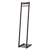 L型 木製 ハンガーラック 天然木 収納 棚 ハンガー スリム シンプル コートハンガー おしゃれ コート掛け (ダークブラウン, 幅30cm)