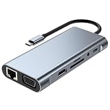 USB Type-c 多機能ドック 11-in-1 Type-C PD100W急速充電 USB-C USB ハブ 5Gbps高速データ転送 sdカードリーダー タイプc HDMI Type-C VGAポート イーサネットアダプタ 3.5mmオーディオ イヤホン マルチ変換アダプター タイプC ハブ USB C 変換アダプタ MacBook Pro Air/iPad Proなどに対応
