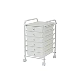 川口工器 ドロワーワゴン 6段 (ホワイト) 18803