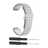 for GARMIN 腕時計ストラップ バンド シリコーン製 腕時計 交換バンド for ガーミン ForeAthlete 235J/220J/230J/235J/620J/630J/735XTJ /Approach S20 / S5 / S6 ベルト 交換ベルト バンド for フォーアスリート235J シリコン製腕時計ストラップ/交換ベルト工具付き (Gray White)