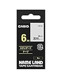 純正 カシオ ラベルライター ネームランド テープ 6mm XR-6X 透明に黒文字