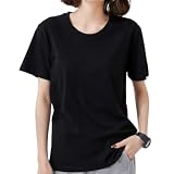 [AEZE] tシャツ レディース 半袖 綿100% 夏服 丸首 着痩せ 吸汗速乾 通気吸湿 肌ざり良い 人気 おしゃれ 無地 春 夏 秋