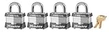Master Lock 470-3QCOM 4 Pin Tumbler Safety Padlock Set 4 Locks Diffe [並行輸入品]