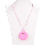 Superisun Baby Teething Necklace, BPA Free, FDA Certification, Circle Silicone Teether Ring Pendant 