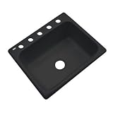 インバネス差し込み式アクリル25 x 22 x 9で。5-holeシングルボウルキッチンシンクinブラック