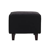 【単品】足置き（オットマン）【LeJOY】スタンダードタイプ クールブラック 脚：円錐／ダークブラウン 【リジョイ】：20色から選べる！カバーリングソファ