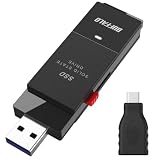 バッファロー SSD 外付け 1.0TB USB3.2 Gen2 読込速度600MB/秒 PS5/PS4メーカー動作確認済 コンパクト 小型 Type-Cアダプター付属 ブラック 【 iPhone 17 / 17 pro 動作確認済み 】 SSD-SCT1.0U3BA/N
